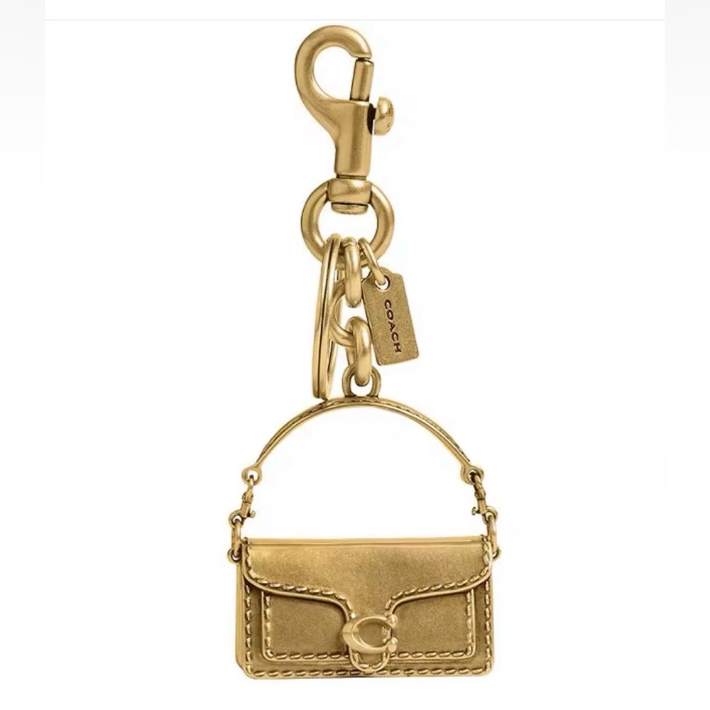Coach Iconic Metal 3D Tabby Bag Charm Brass Keychain Key Fob - Picture 2 of 9